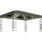 vidaXL Paviljong med ljusslinga LED 3x4 m taupe tyg