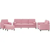 vidaXL Soffgrupp med dynor 4 delar rosa sammet