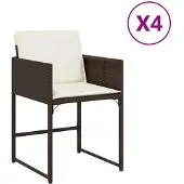 vidaXL 4-pack Trädgårdsstolar med Kuddar, Stolar med Ryggstöd, Matstolar, Terrassmöbler, Patio, 365003
