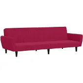 vidaXL Soffa-säng 2 platser vinröd sammet 375862