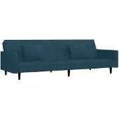 vidaXL 2-sits bäddsoffa med två kuddar Sammetsblå 375815