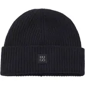 HUGO Virgin-wool beanie hat with stacked-logo badge