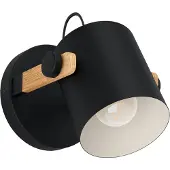 Eglo HORNWOOD vägglampa i svart FSC-godkänt trä