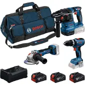 Bosch Gsb18v-65+gbh18v-22+gws18v-11+3x5.0ah Elektriskt Verktygssats