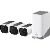 Eufy eufyCam E40 3-Cam Kit + HomeBase S280, IP-säkerhetskamera, Utomhus, Kabel & Trådlös, Vägg, Svart, Vit, Projektil (form)