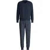Calida Pyjamas lång marinblå / safir / ljusblå