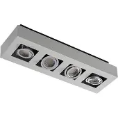 Arcchio spotlight Vince, 47 cm, 4 lampor, vit/krom, GU10 VINCE , dimbar, Vitt / opal, Hall, Aluminium / grå / zink, Modern, Spotlight