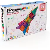 PicassoTiles Rocket Booster Magnetic Tiles set 32pcs, Picasso