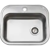 INTRA JUVEL diskbänk i rostfritt stål 550x480 mm (480x340) med blandarhål och manuell sil