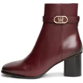 Tommy Hilfiger Leather Buckle Strap Block Heel Ankle Boots