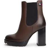 Tommy Hilfiger Tommy Jeans Leather High Block Heel Chelsea Boots