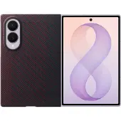 Samsung Carbon Magnet-fodral för Galaxy Z Fold 8, MagSafe-kompatibelt + 2 antireflexfilmer – rött