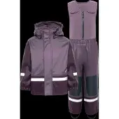 Didriksons Regnkläder m. Fleece - PU - Boardman - Aubergine - - 110 - Regnkläder
