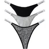 Calvin Klein 3 Pack Dipped Thongs Icon Logo