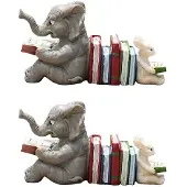 Semoic Elefant Djur Läser Studerar Staty Bokstöd Djur Staty Dekor Heminredning