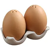 Semoic Keramiska Salt- och Peppar-Shaker-Set, -Bruna äGgformade Shakers med KartongdesignhåLlare