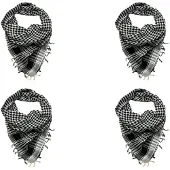Exogio 4X Unisex Halsduk Polyester LäTt PläD Tofs Arab Desert Shemagh, Svart