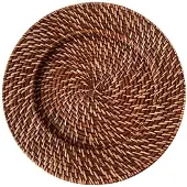 Semoic Rottingbricka Retro Elegant Fruktfat Rund Dessertfat Bordsdekoration Brun
