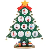 Semoic Gör-Det-Själv-Träjulgran Julgranspresent Holiday Minijulgran Heminredning Platt 10 Hål Grön