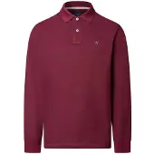 Hackett London för män. HM5500048 Polo Slim Fit Logo långärmad vinröd (S), Casual, Bomull, Klassisk, Lång ärm, Bordeaux