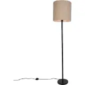 QAZQA Modern golvlampa svart med beige bouclé-skärm 40 cm - Simplo