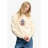 Superdry för kvinnor. W2012721A Beige Crest Loose sweatshirt (S), Casual, Bomull, Lång ärm