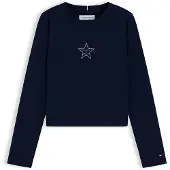 Tommy Hilfiger Diamanté Star Flag Extra Slim Long Sleeve T-Shirt