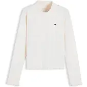 Tommy Hilfiger Essential Ruffle Ribbed Long Sleeve Top