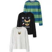 Name it T-shirt 'NKMNIKOLAI' safir / brun / gråmelerad / grön / svart / vit