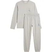 Calvin Klein Underwear Pyjamas lång royalblå / gråmelerad / vit