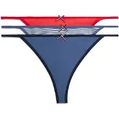 Tommy Hilfiger 3 Pack Global Stripe Bow Tanga Thongs