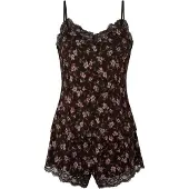Hunkemoller Kort pyjamas 'Nana' brun / oliv / rosa