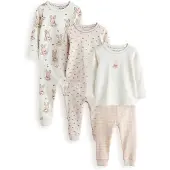 Next Pyjamas beige / nude / mörkbrun / vit