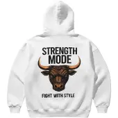 Kleidermafia Sweatshirt 'Oversize Strength Mode Hoodie - White' vit