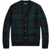 Ralph Lauren för män. 710B23895001 Rutig kofta i ylle, svart (M), Casual, Ull, Lång ärm