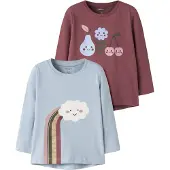 Name it T-shirt 'NMFVIX' mörkgrön / pastelllila / gammalrosa / burgunder