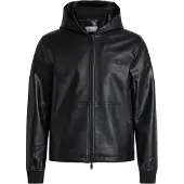 Calvin Klein Hooded Faux Leather Bomber Jacket