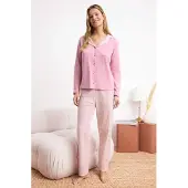 Trendyol Pyjamas ljusrosa / vit