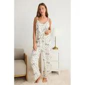 Trendyol Pyjamas chamois / marinblå / ljusblå / gammalrosa
