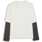 Bershka T-shirt ecru / antracit