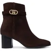 Tommy Hilfiger Suede Buckle Strap Block Heel Ankle Boots