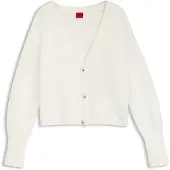HUGO Relaxed-fit cardigan with textured wool