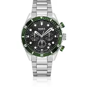 BOSS Chronomatix stainless-steel watch with monogram-textured dial