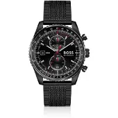 BOSS Skytraveller Pro black-plated watch with sapphire crystal