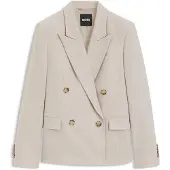 BOSS Double-breasted regular-fit blazer in melange flannel