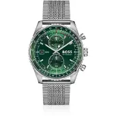 BOSS Skytraveller Pro green-dial watch with sapphire crystal