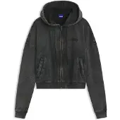 HUGO Relaxed-fit cropped hoodie with washed box logo