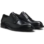 BOSS Derby shoes in brush-off leather with embossed logo