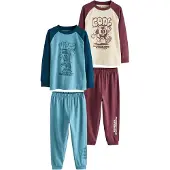 Next Pyjamas ljusbeige / himmelsblå / mörkblå / burgunder