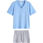 Next Kort pyjamas ljusblå / ljuslila / svart / off-white